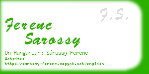 ferenc sarossy business card